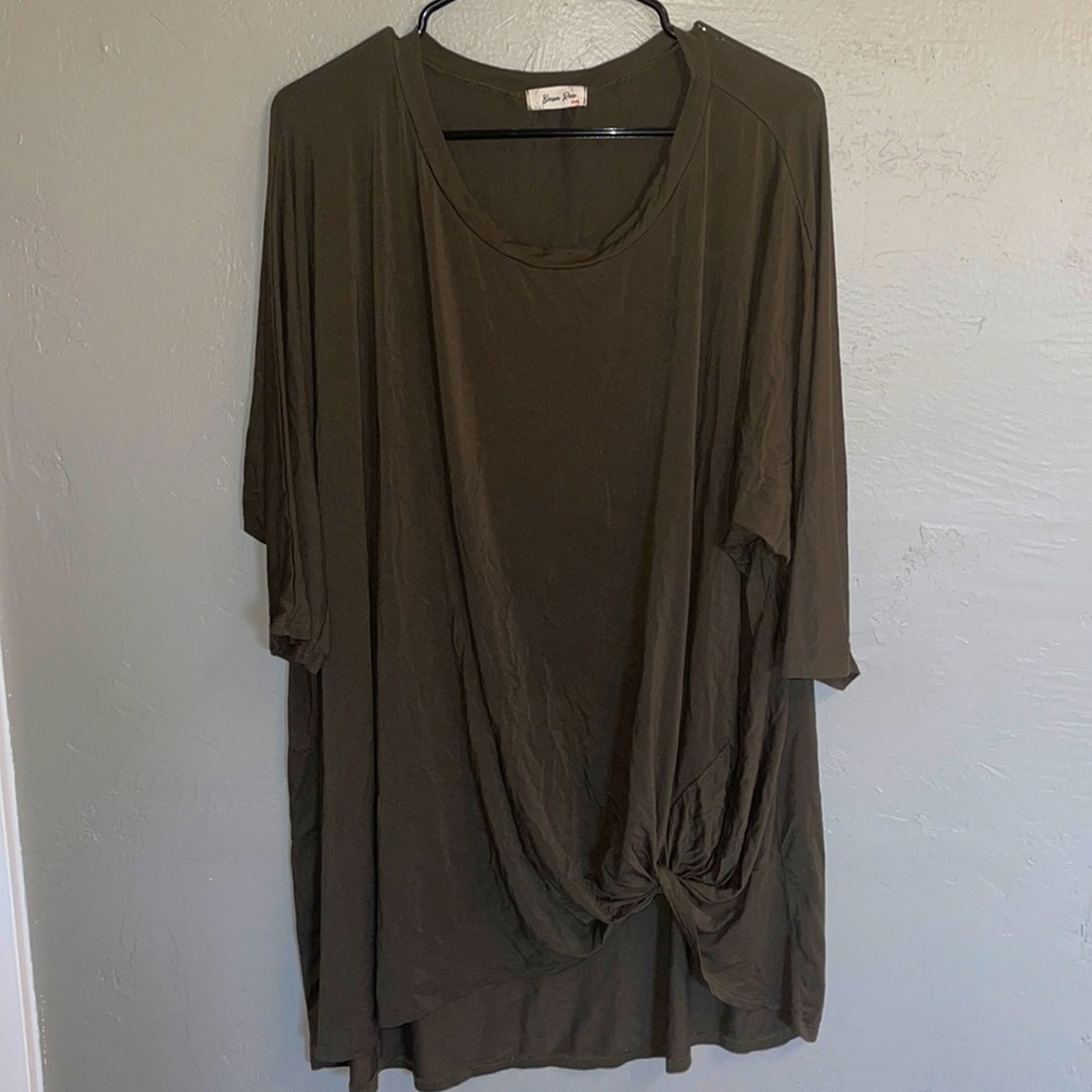Knot Front Dark Green Shirt